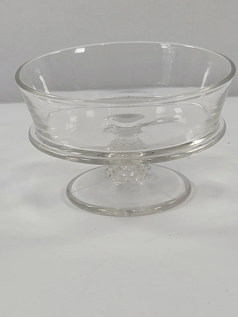 Vintage Clear Glass Pedestal Compote Serving Dish